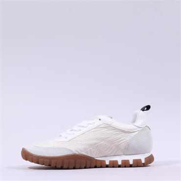 Mjus Nylon Retro Laced Print Trainer - Off White